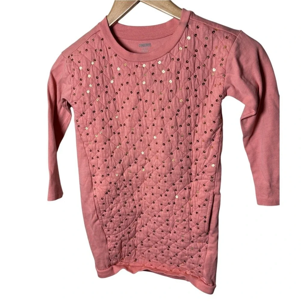 Gymboree Girls‎ Pink Sparkle Quilted Ice Skater Dress Long Sleeve Size 5-6